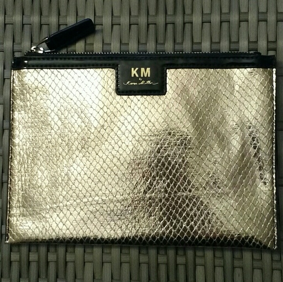 Karen Millen Metallic Flat Zip Clutch - Picture 2 of 4